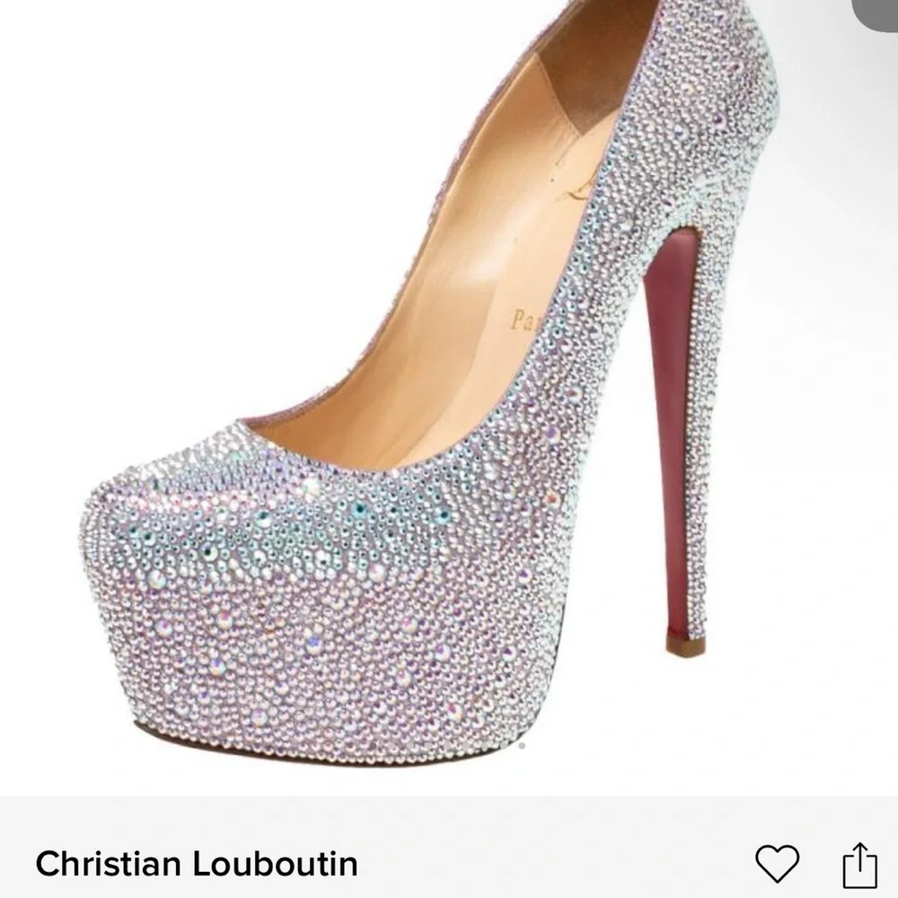 Christian Louboutin Crystal Embellished Platform Pumps - Silver